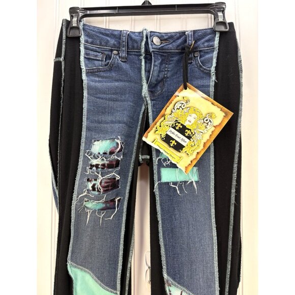 Styles Ever After Kim Styles Designer Jeans Handcrafted Patchwork  XXS 0-4 NEW - Picture 2 of 8